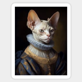 Royal Portrait of a Devon Rex Cat Sticker